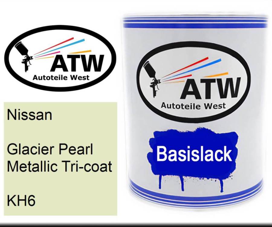 Nissan, Glacier Pearl Metallic Tricoat, KH6: 1L Lackdose, von ATW Autoteile West.